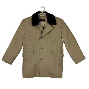 VINTAGE Eddie Bauer GOOSE DOWN Coat Khaki faux fur outdoor hunting gorpcore 40